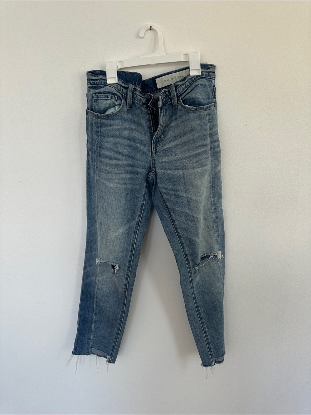 Treasure & Bond Light Blue Cropped Distressed Jeans